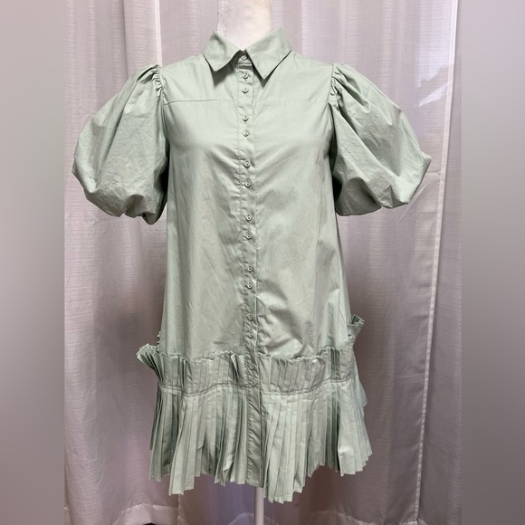 Aureum mint green pleated dress | size small - Picture 1 of 10